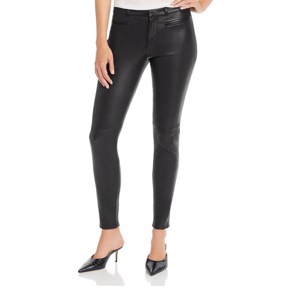 Equipment Femme sylvanna black lamb leather skinny pant